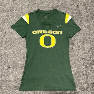 Nike Oregon Ducks Women’s V-Neck Tee Green Yellow Size Small